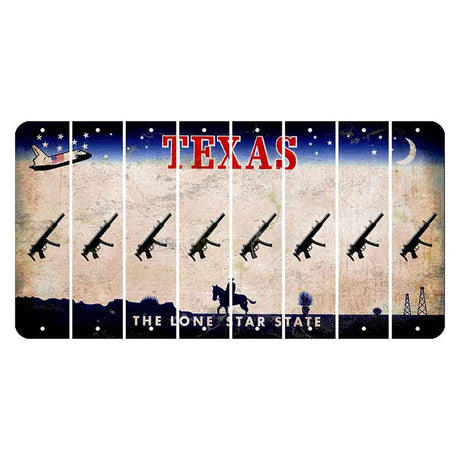 Texas Space Shuttle Cut License Plate Strips (Set of 8) Submachine Gun