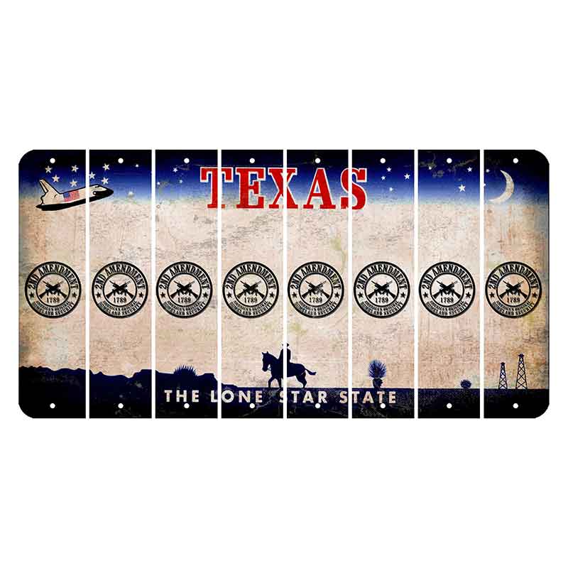 Texas Space Shuttle Cut License Plate Strips (Set of 8) 2nd Amendment