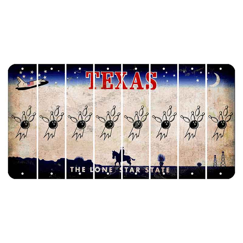 Texas Space Shuttle Cut License Plate Strips (Set of 8) Bowling