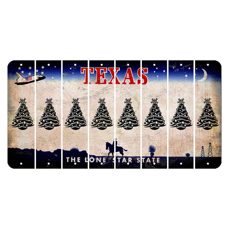 Texas Space Shuttle Cut License Plate Strips (Set of 8) Christmas Tree