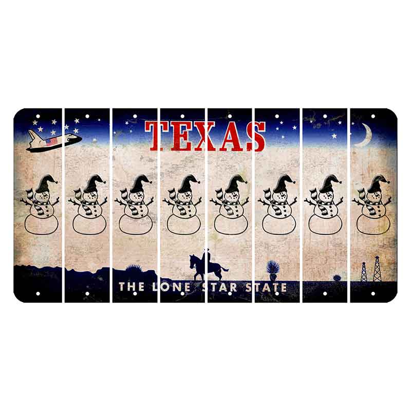 Texas Space Shuttle Cut License Plate Strips (Set of 8) Snowman