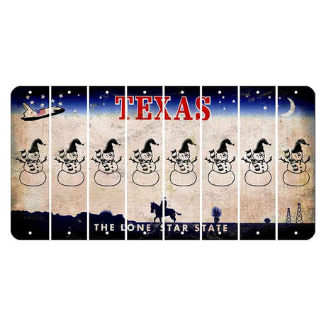 Texas Space Shuttle Cut License Plate Strips (Set of 8) Snowman