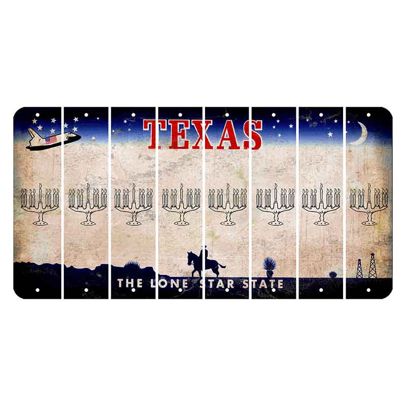 Texas Space Shuttle Cut License Plate Strips (Set of 8) Menorah