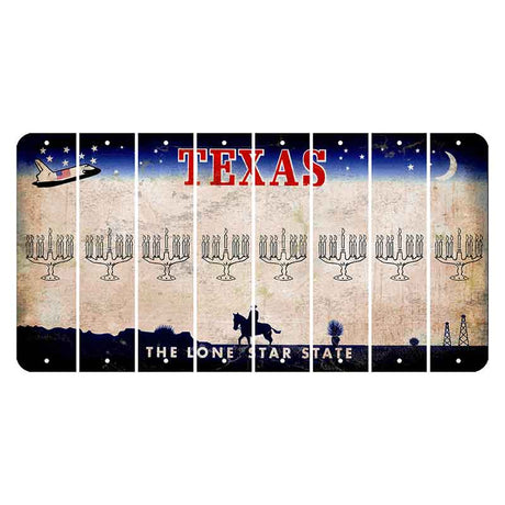 Texas Space Shuttle Cut License Plate Strips (Set of 8) Menorah