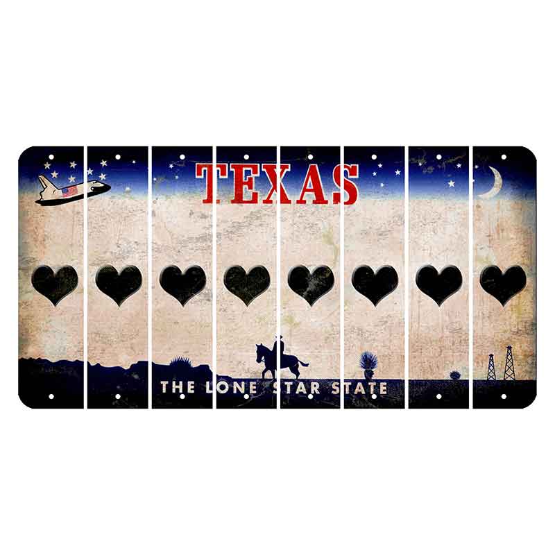 Texas Space Shuttle Cut License Plate Strips (Set of 8) Heart