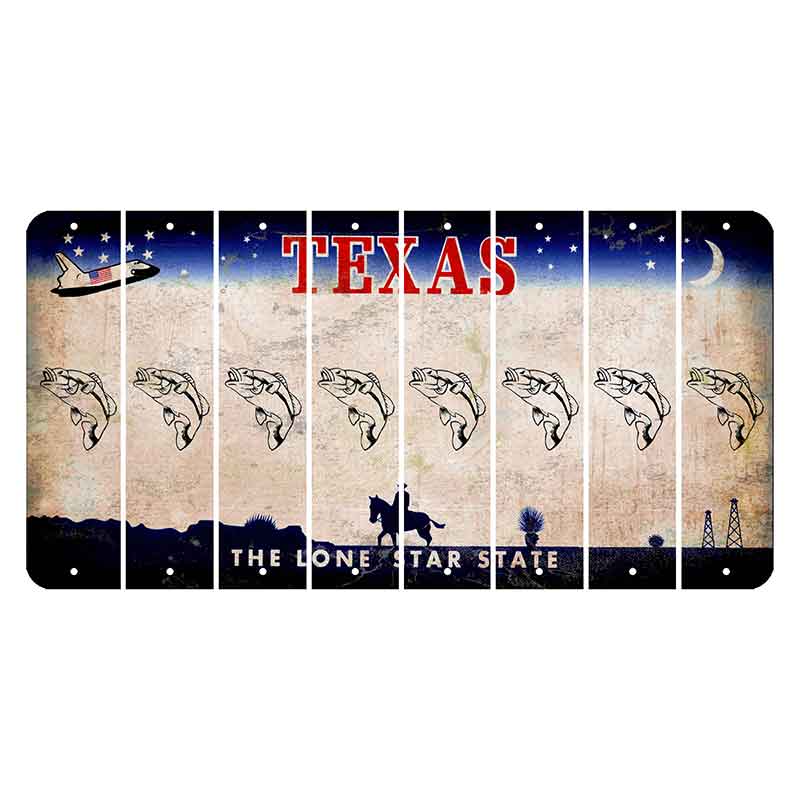 Texas Space Shuttle Cut License Plate Strips (Set of 8) Fish