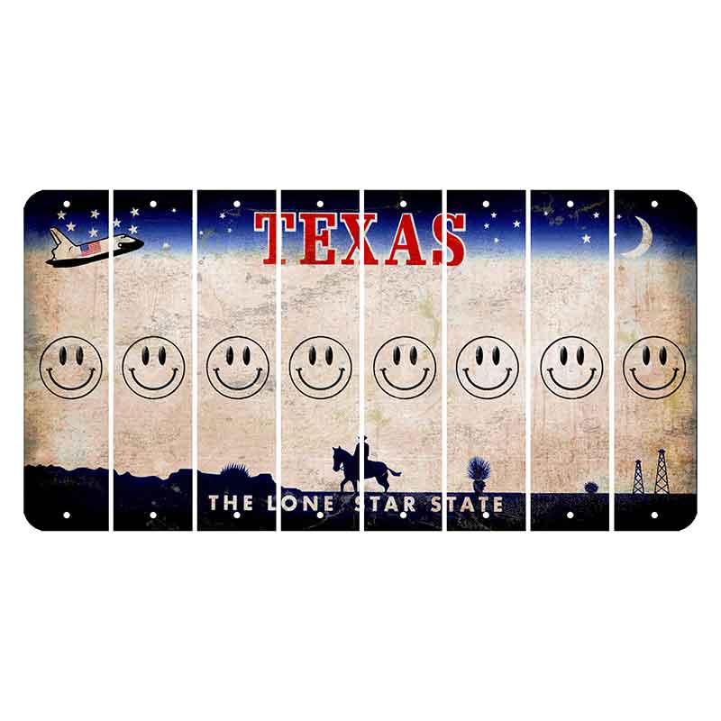 Texas Space Shuttle Cut License Plate Strips (Set of 8) Smiley Face