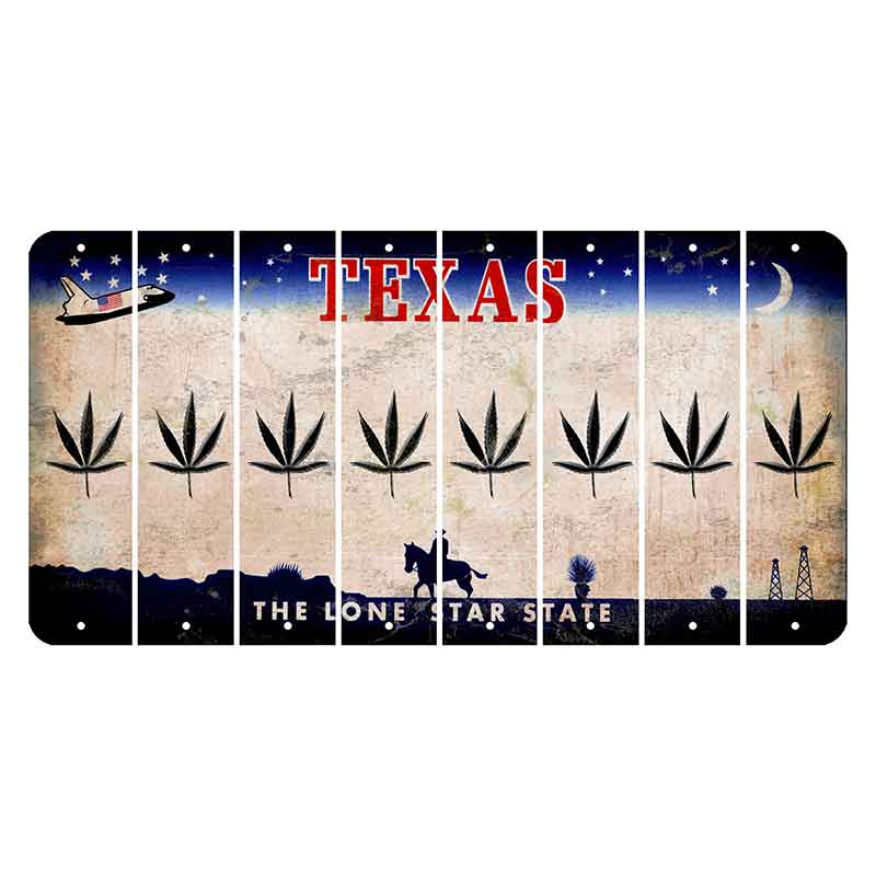 Texas Space Shuttle Cut License Plate Strips (Set of 8) Pot Leaf