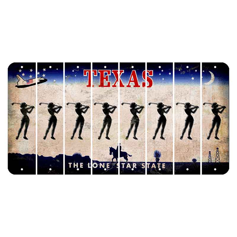 Texas Space Shuttle Cut License Plate Strips (Set of 8) Female Golfer