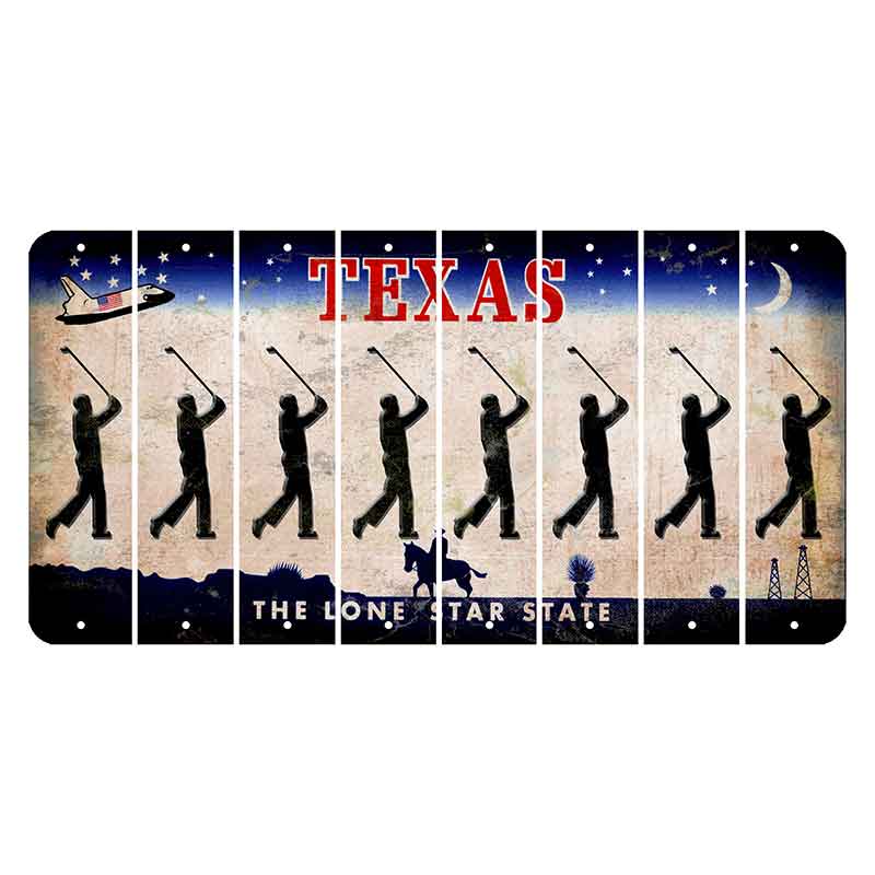 Texas Space Shuttle Cut License Plate Strips (Set of 8) Male Golfer