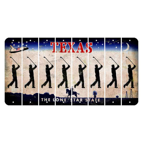 Texas Space Shuttle Cut License Plate Strips (Set of 8) Male Golfer