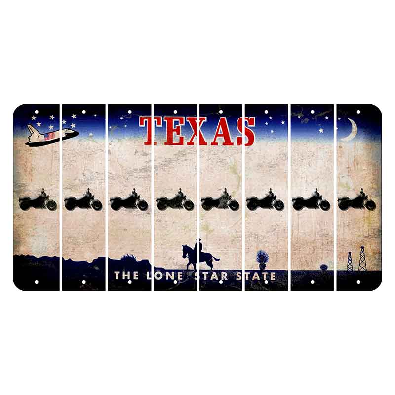 Texas Space Shuttle Cut License Plate Strips (Set of 8) Motorcycle