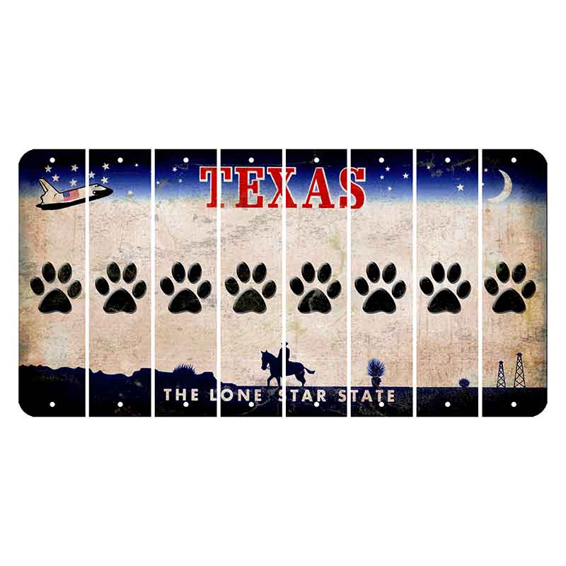 Texas Space Shuttle Cut License Plate Strips (Set of 8) Dog Paw