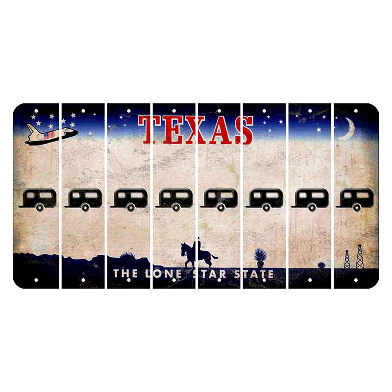 Texas Space Shuttle Cut License Plate Strips (Set of 8) Trailer