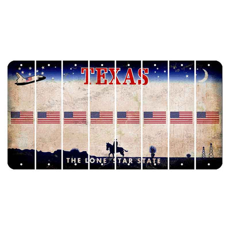 Texas Space Shuttle Cut License Plate Strips (Set of 8) American Flag