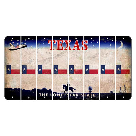 Texas Space Shuttle Cut License Plate Strips (Set of 8) State Flag