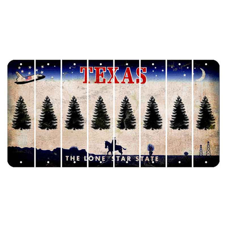 Texas Space Shuttle Cut License Plate Strips (Set of 8) Pine Tree