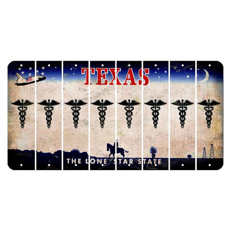 Texas Space Shuttle Cut License Plate Strips (Set of 8) Caduceus