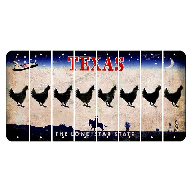 Texas Space Shuttle Cut License Plate Strips (Set of 8) Chicken