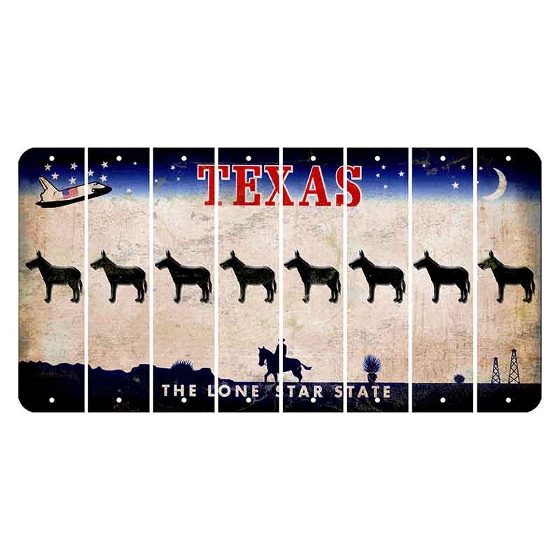 Texas Space Shuttle Cut License Plate Strips (Set of 8) Donkey