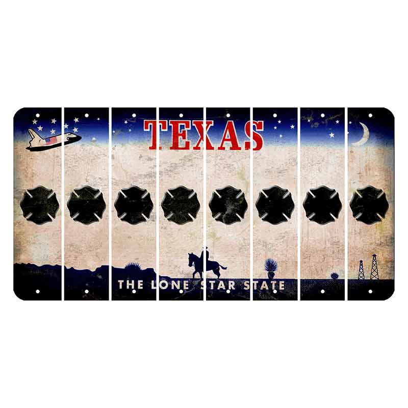 Texas Space Shuttle Cut License Plate Strips (Set of 8) Fire Badge