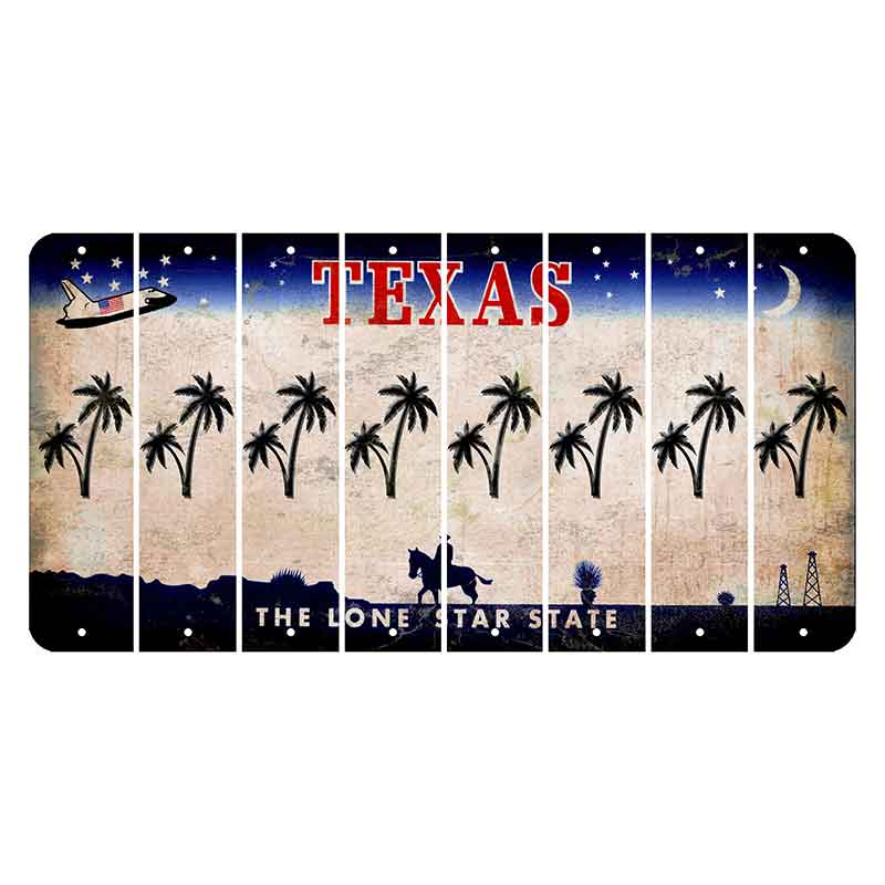 Texas Space Shuttle Cut License Plate Strips (Set of 8) Palm Trees