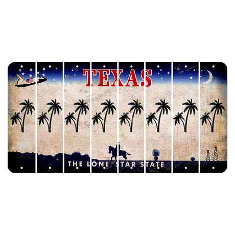 Texas Space Shuttle Cut License Plate Strips (Set of 8) Palm Trees