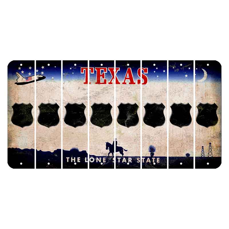 Texas Space Shuttle Cut License Plate Strips (Set of 8) Police Badge