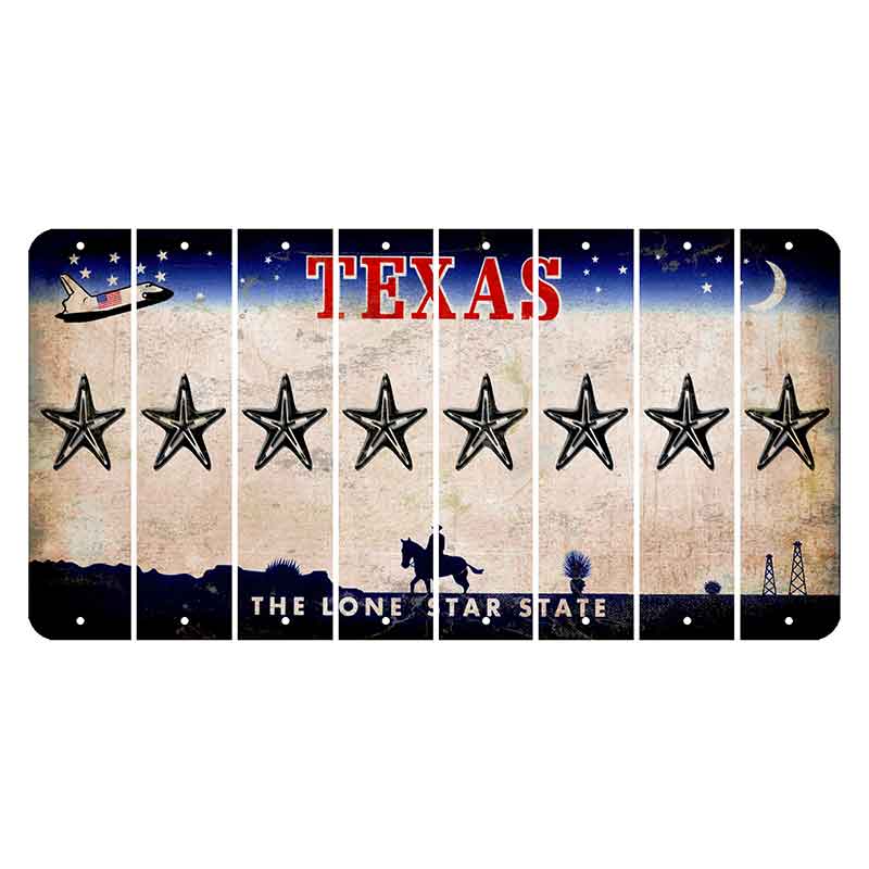 Texas Space Shuttle Cut License Plate Strips (Set of 8) Star Fish