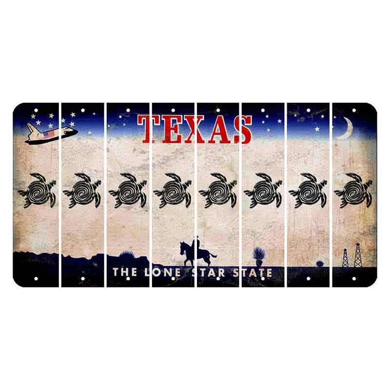 Texas Space Shuttle Cut License Plate Strips (Set of 8) Sea Turtle