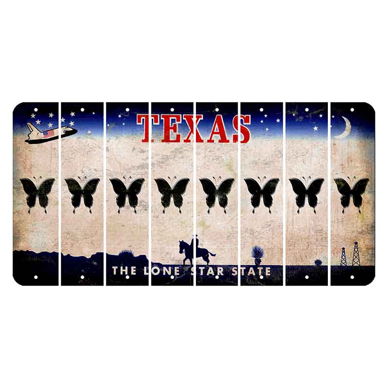 Texas Space Shuttle Cut License Plate Strips (Set of 8) Butterfly