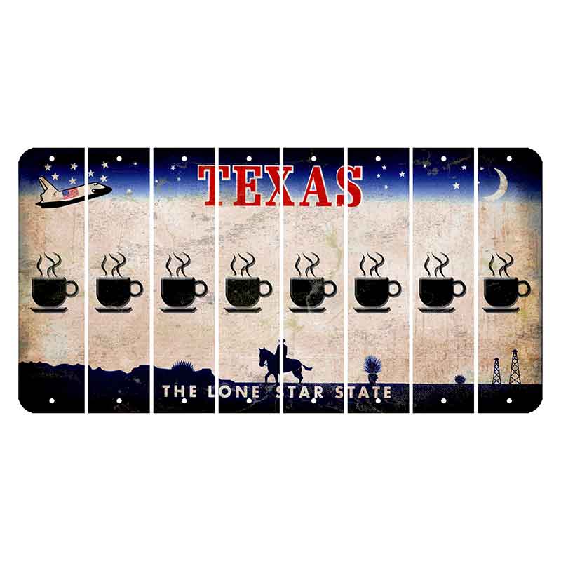 Texas Space Shuttle Cut License Plate Strips (Set of 8) Coffee Mug