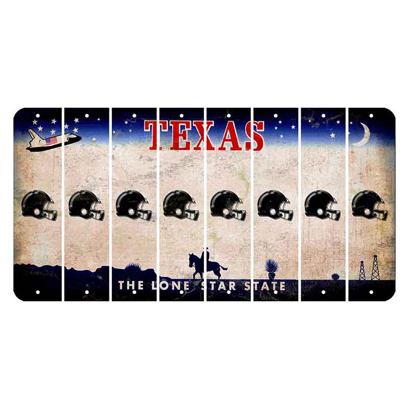 Texas Space Shuttle Cut License Plate Strips (Set of 8) Football Helmet