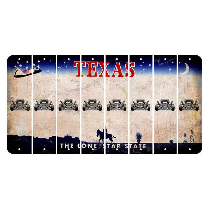 Texas Space Shuttle Cut License Plate Strips (Set of 8) Hot Rod