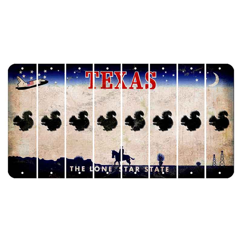 Texas Space Shuttle Cut License Plate Strips (Set of 8) Squirrel