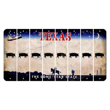 Texas Space Shuttle Cut License Plate Strips (Set of 8) Pig