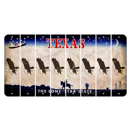 Texas Space Shuttle Cut License Plate Strips (Set of 8) Bald Eagle