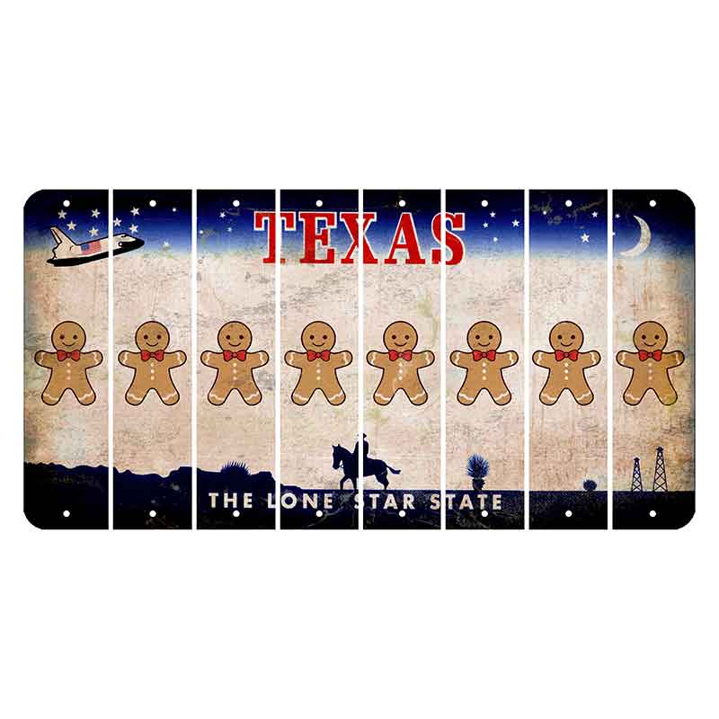 Texas Space Shuttle Cut License Plate Strips (Set of 8) Gingerbread Man