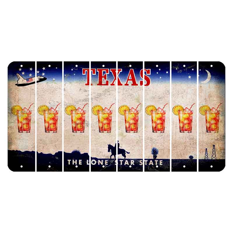 Texas Space Shuttle Cut License Plate Strips (Set of 8) Cocktail