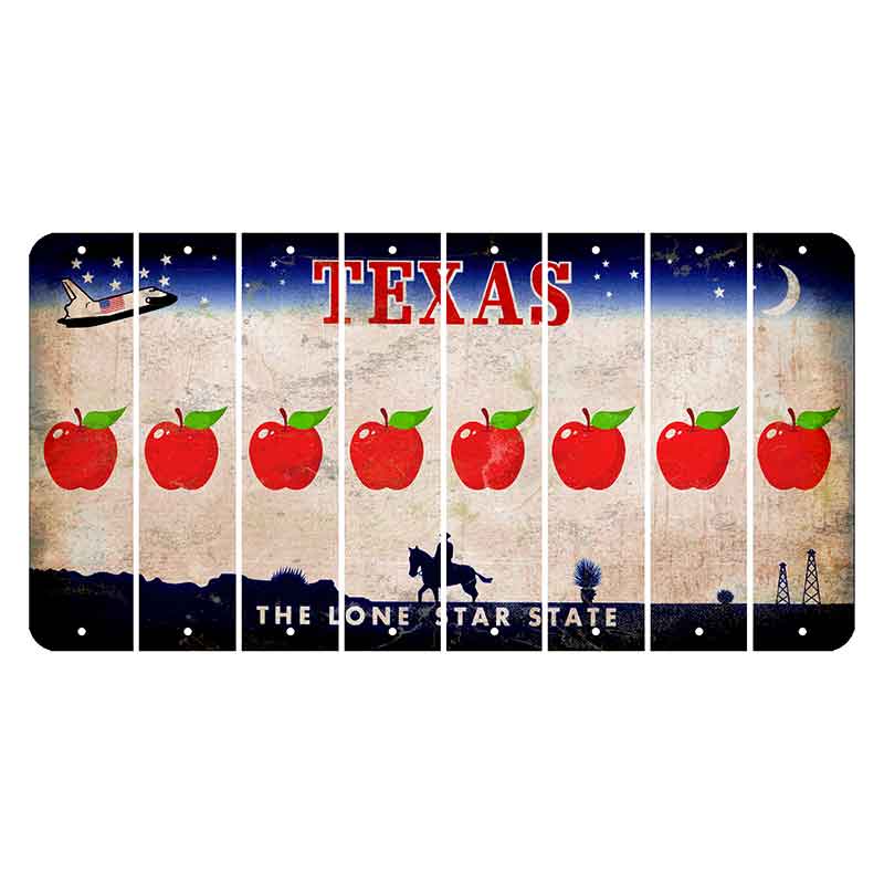 Texas Space Shuttle Cut License Plate Strips (Set of 8) Apple