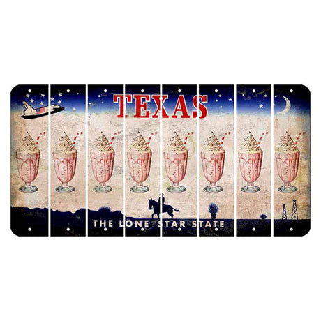 Texas Space Shuttle Cut License Plate Strips (Set of 8) Milkshake