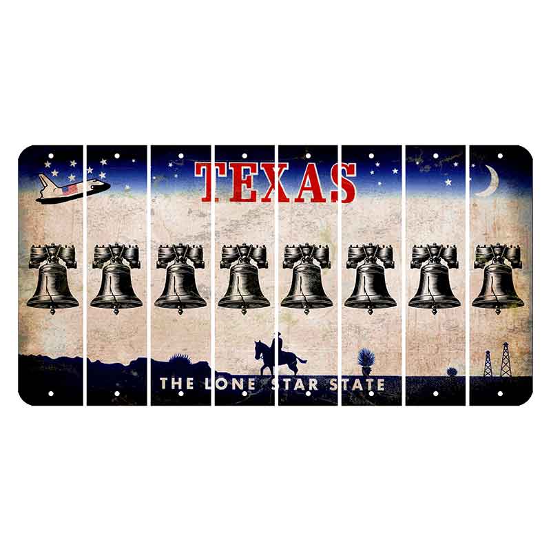 Texas Space Shuttle Cut License Plate Strips (Set of 8) Liberty Bell