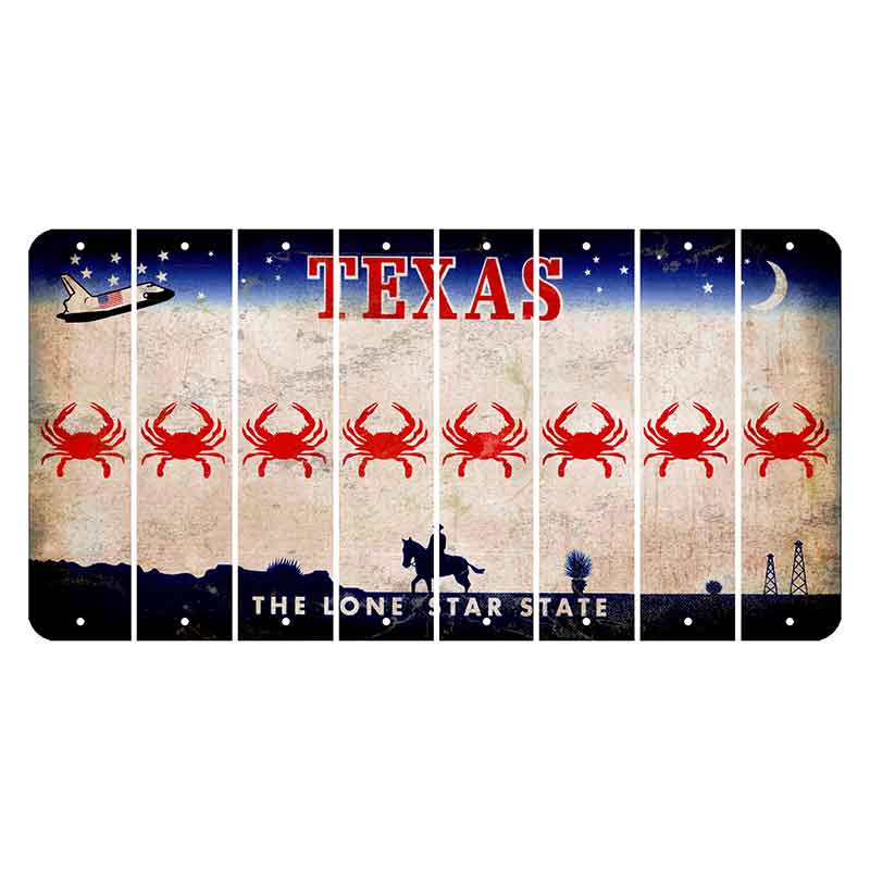 Texas Space Shuttle Cut License Plate Strips (Set of 8) Crab