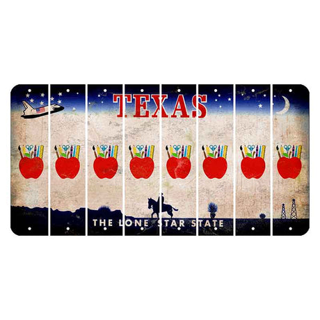 Texas Space Shuttle Cut License Plate Strips (Set of 8) Teacher Apple