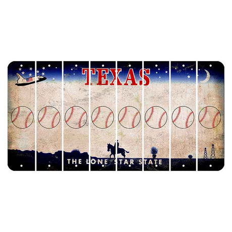 Texas Space Shuttle Cut License Plate Strips (Set of 8) Baseball