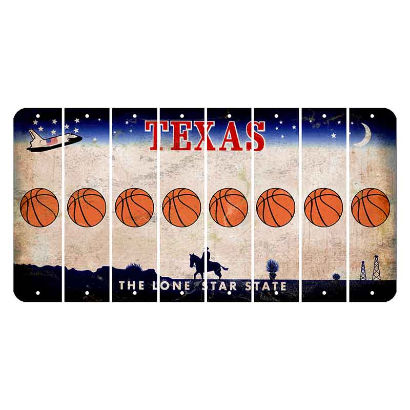 Texas Space Shuttle Cut License Plate Strips (Set of 8) Basketball