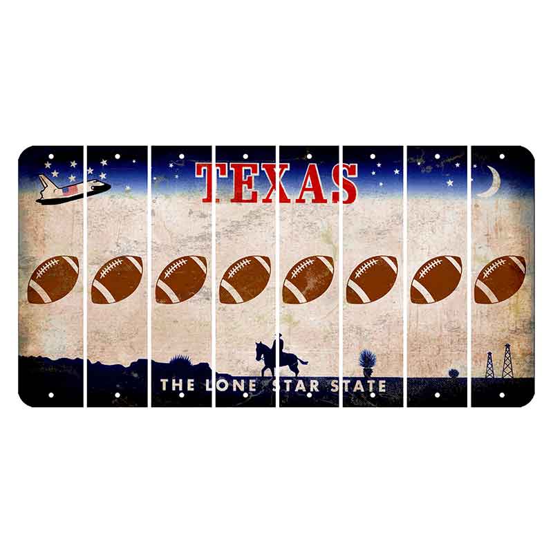 Texas Space Shuttle Cut License Plate Strips (Set of 8) Football