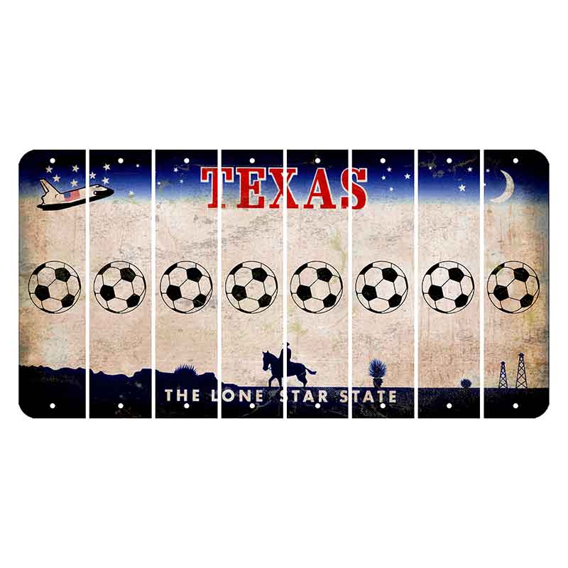 Texas Space Shuttle Cut License Plate Strips (Set of 8) Soccerball