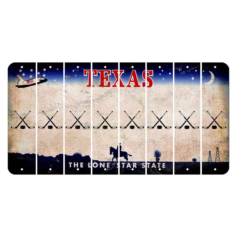 Texas Space Shuttle Cut License Plate Strips (Set of 8) Hockey