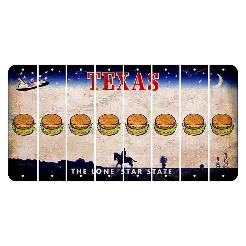 Texas Space Shuttle Cut License Plate Strips (Set of 8) Hamburger